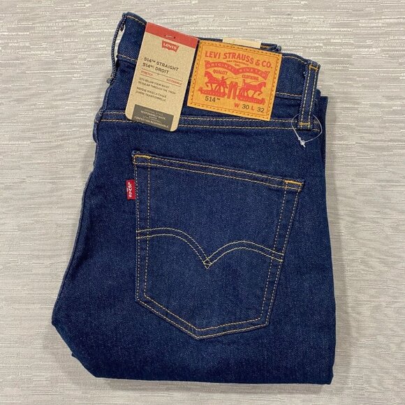 Levi's 514 Jeans Mens 30 x 32 Straight Leg Regular Fit Dark Wash Denim Pants - Picture 4 of 11